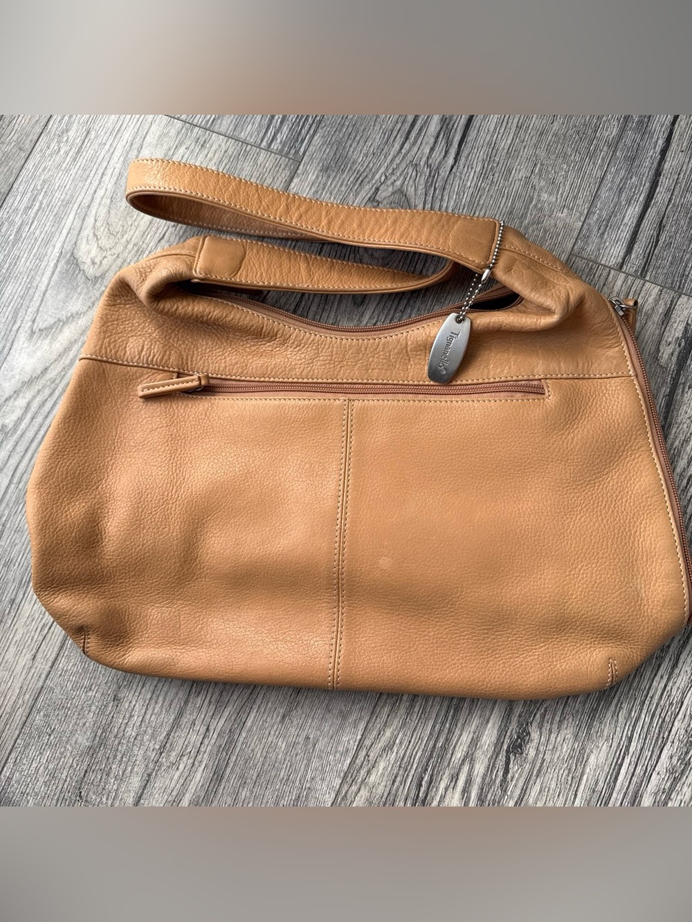 Tignanello Leather Tan Shoulder Bag - Soft Pebbled Leather
